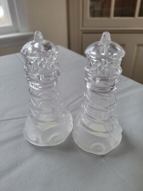 Lenox Lighthouse Clear Crystal-Style Glass Salt and Pepper Set with Frosted Base